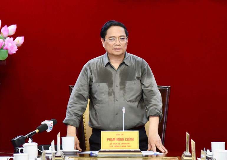 Thủ tướng Phạm Minh Chính phát biểu ý kiến tại buổi làm việc (Ảnh: TRẦN HẢI).