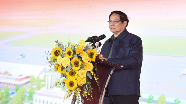 Thủ tướng Phạm Minh Chính phát biểu tại Lễ khởi công. (Ảnh: Trần Hải)