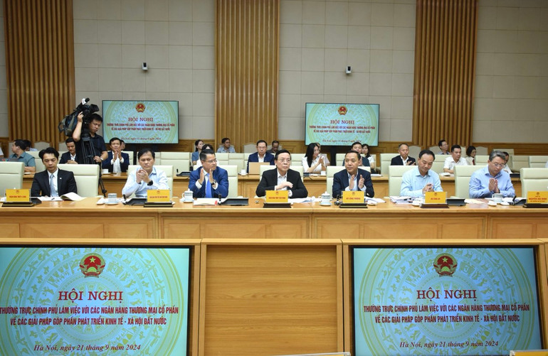 Đại diện lãnh đạo các ngân hàng thương mại cổ phần tham dự hội nghị (Ảnh: Trần Hải).