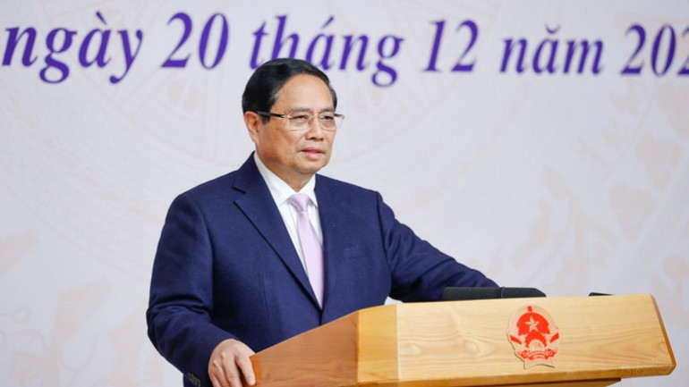 Thủ tướng Phạm Minh Chính phát biểu ý kiến chỉ đạo Hội nghị. (Ảnh: TRẦN HẢI)