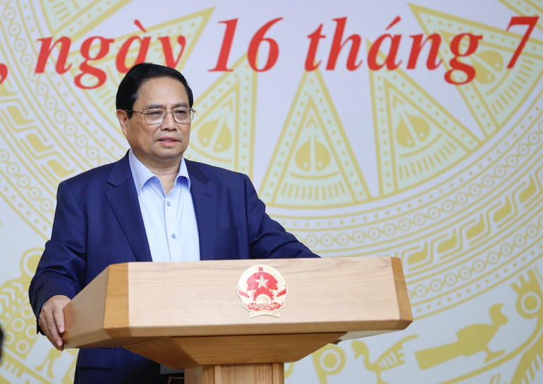 Thủ tướng Phạm Minh Chính phát biểu ý kiến tại hội nghị. (Ảnh: TRẦN HẢI)