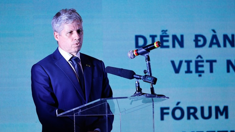 Ông Paolo Teixeira, Bộ trưởng Phát triển nông thôn Brazil đánh giá cao việc Việt Nam ủng hộ và tham gia tích cực sáng kiến về Liên minh toàn cầu chống đói nghèo. (Ảnh: Nhật Bắc/VGP)