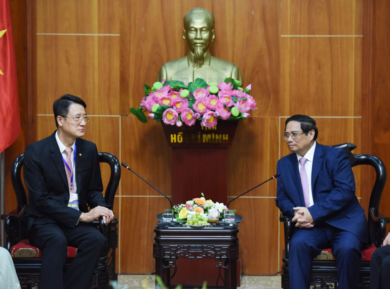 Thủ tướng Phạm Minh Chính tiếp ông Gary Tseng, Tổng Giám đốc Công ty TNHH Phát triển Phú Mỹ Hưng (Ảnh: Trần Hải).