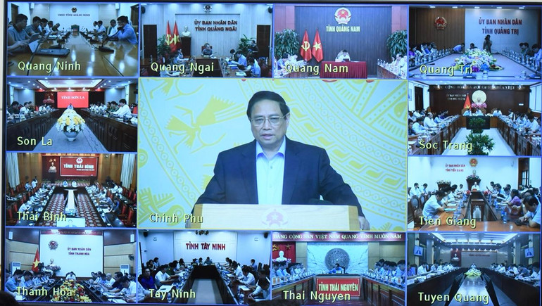 Hội nghị được truyền trực tuyến tới trụ sở Ủy ban nhân dân các tỉnh, thành phố trực thuộc Trung ương. (Ảnh: TRẦN HẢI)