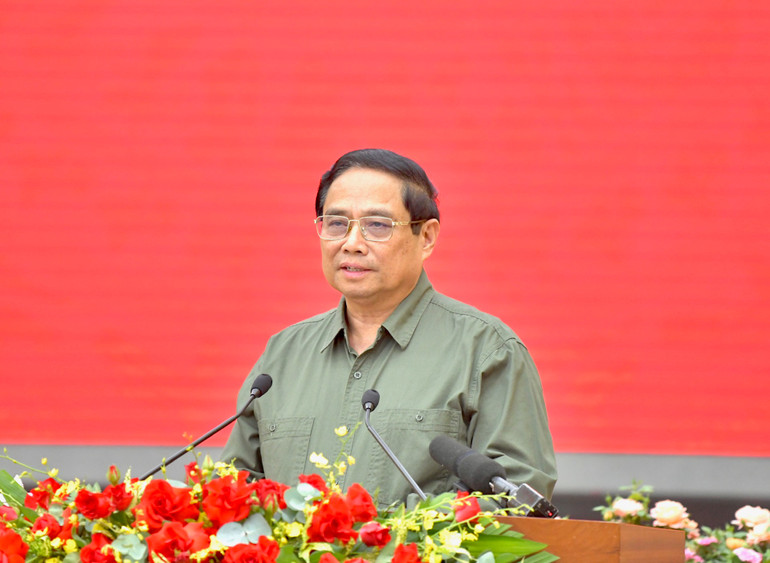 Thủ tướng Phạm Minh Chính phát biểu kết luận cuộc làm việc. (Ành: Thanh Giang) Thủ tướng Phạm Minh Chính phát biểu kết luận cuộc làm việc. (Ành: Thanh Giang)