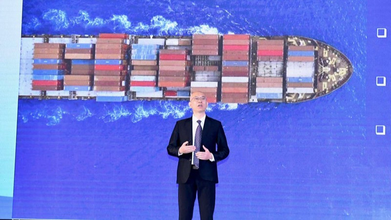 Ông Trần Thanh Hải, Phó Cục trưởng Cục Xuất nhập khẩu, Bộ Công Thương thuyết trình tại Diễn đàn Logistics Việt Nam 2024.