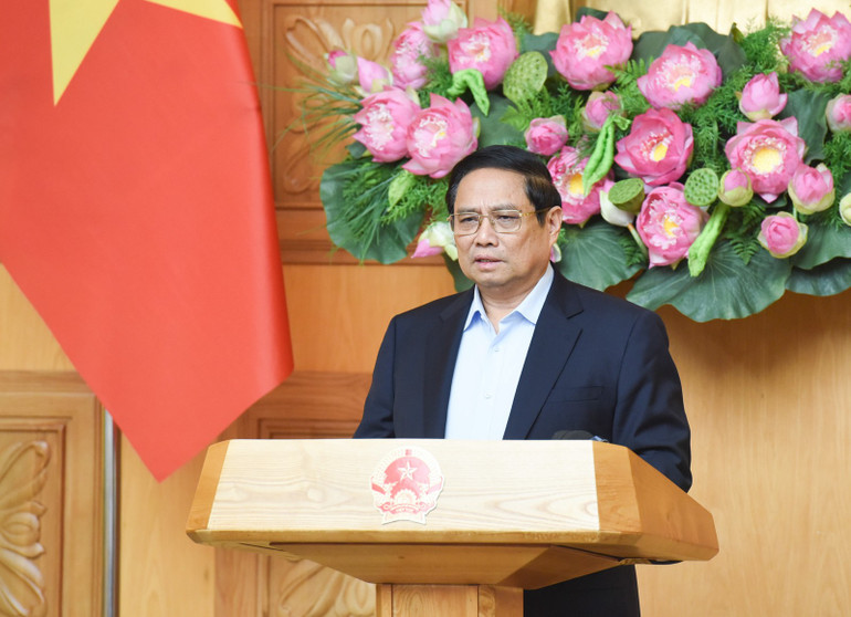 Thủ tướng Phạm Minh Chính phát biểu ý kiến tại phiên họp (Ảnh: Trần Hải).