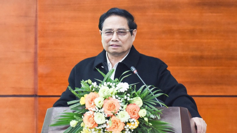 Thủ tướng Phạm Minh Chính phát biểu ý kiến tại Hội nghị. (Ảnh: TRẦN HẢI)