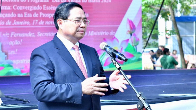 Thủ tướng Phạm Minh Chính phát biểu ý kiến tại sự kiện. (Ảnh: Thanh Giang)