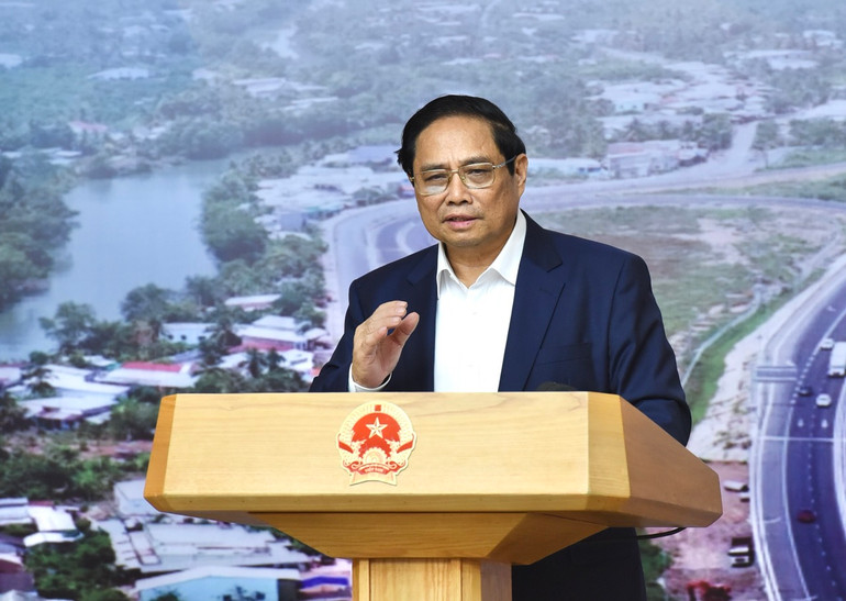 Thủ tướng Phạm Minh Chính phát biểu ý kiến chỉ đạo tại Phiên họp thứ 13 Ban Chỉ đạo. (Ảnh: TRẦN HẢI)