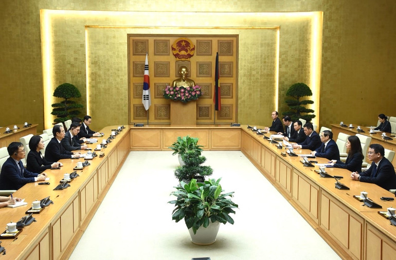 Quang cảnh buổi tiếp. (Ảnh: TRẦN HẢI)