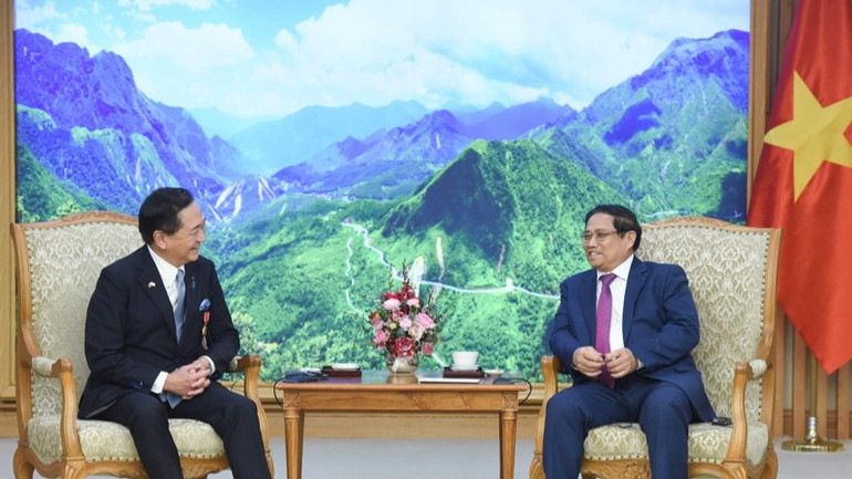 Thủ tướng Phạm Minh Chính tiếp Thống đốc tỉnh Kanagawa (Nhật Bản) Kuroiwa Yuji. (Ảnh: Trần Hải)