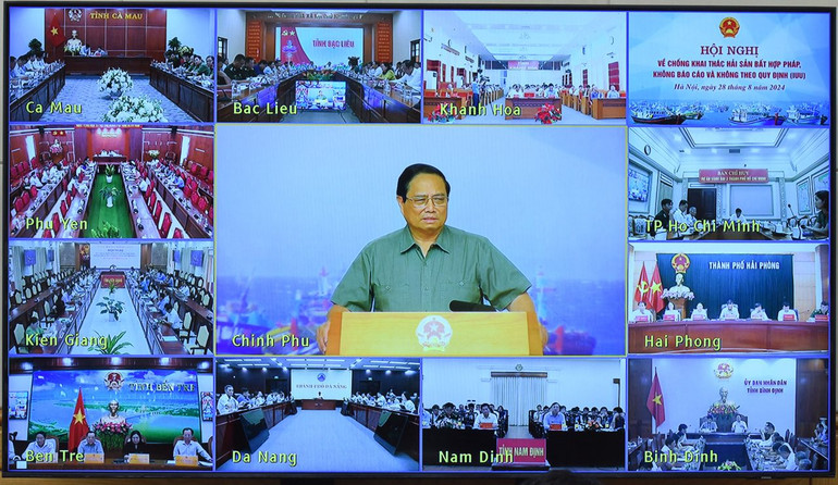Hội nghị diễn ra theo hình thức trực tiếp và trực tuyến tới 28 tỉnh, thành phố ven biển. (Ảnh: TRẦN HẢI)