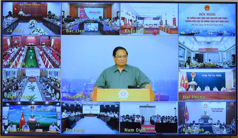 Hội nghị diễn ra theo hình thức trực tiếp và trực tuyến tới 28 tỉnh, thành phố ven biển. (Ảnh: TRẦN HẢI)