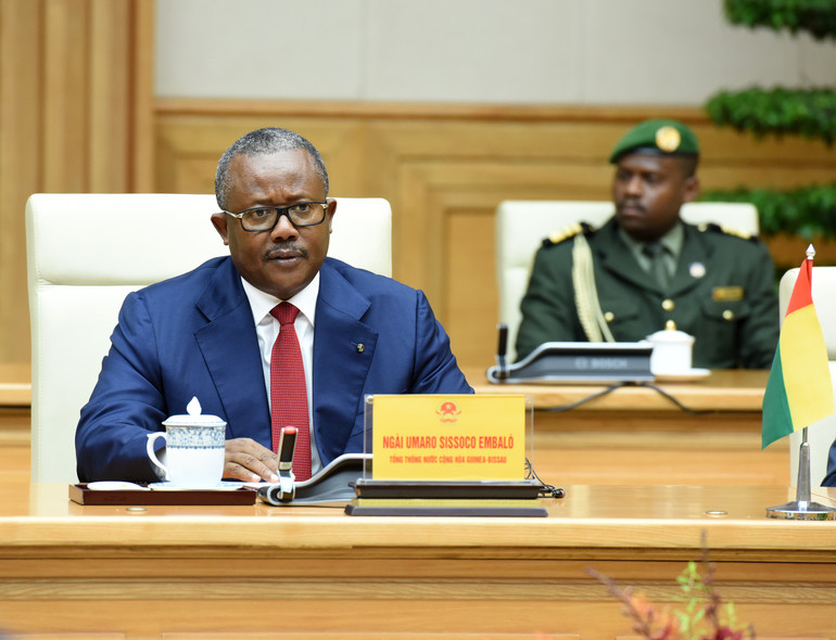 Tổng thống Cộng hòa Guinea-Bissau Umaro Sissoco Embalo phát biểu ý kiến. (Ảnh: Trần Hải)