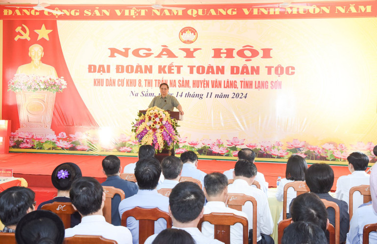 Quang cảnh Ngày hội Đại đoàn kết toàn dân tộc tại thị trấn Na Sầm, huyện Văn Lãng, tỉnh Lạng Sơn. (Ảnh: Trần Hải)