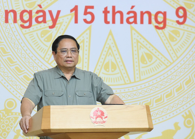 Thủ tướng Phạm Minh Chính phát biểu ý kiến tại Hội nghị. (Ảnh: TRẦN HẢI)