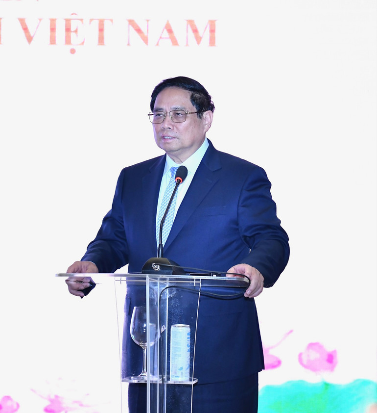 Thủ tướng Phạm Minh Chính phát biểu ý kiến tại buổi gặp gỡ (Ảnh: Thanh Giang).