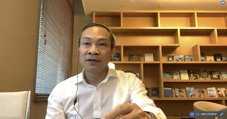 Đại biểu Quốc hội Phan Đức Hiếu, Ủy viên Thường trực Ủy ban Kinh tế của Quốc hội phát biểu trực tuyến tại buổi toạ đàm (Ảnh: VGP).