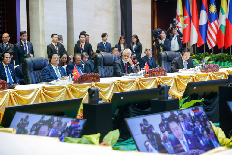 Thủ tướng Phạm Minh Chính tại Hội nghị Cấp cao ASEAN-Hàn Quốc lần thứ 25. (Ảnh: Nhật Bắc/VGP)