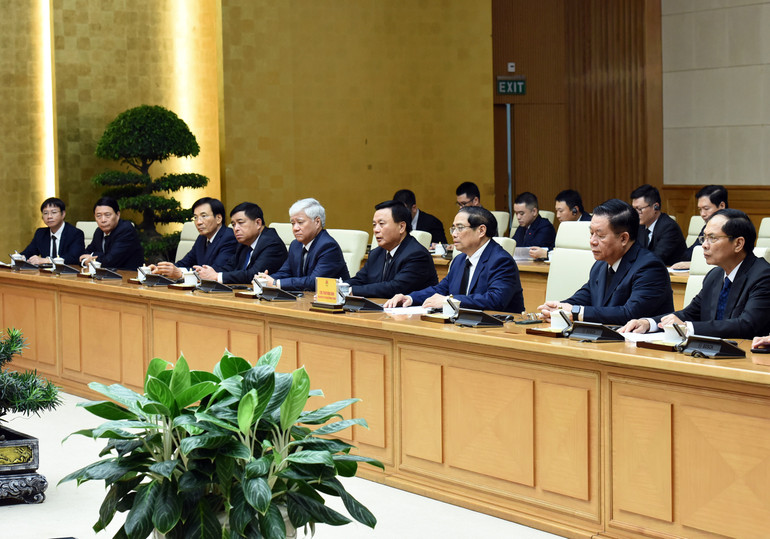 Thủ tướng Phạm Minh Chính phát biểu ý kiến tại cuộc tiếp.