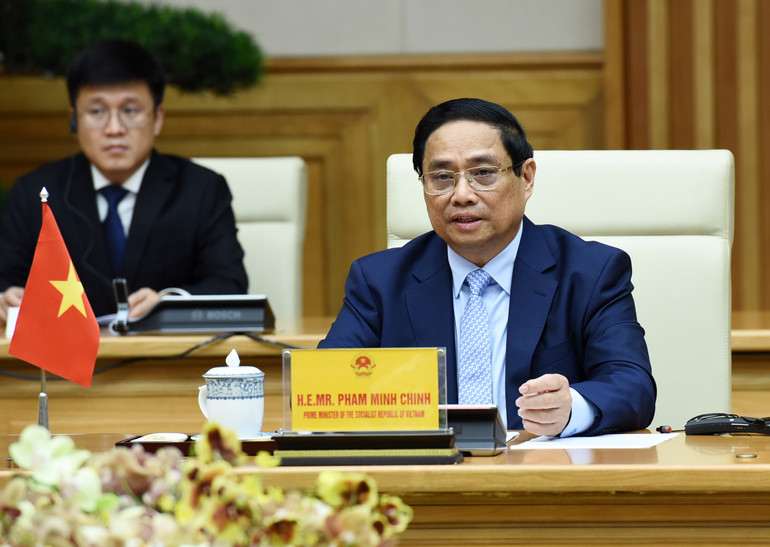 Thủ tướng Phạm Minh Chính phát biểu ý kiến tại buổi tiếp. (Ảnh: TRẦN HẢI) Thủ tướng Phạm Minh Chính phát biểu ý kiến tại buổi tiếp. (Ảnh: TRẦN HẢI)