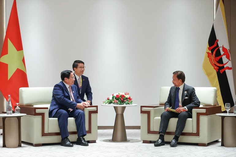 Thủ tướng Chính phủ Phạm Minh Chính hội kiến Quốc vương Brunei Darussalam Haji Hassanal Bolkiah. (Ảnh: Nhật Bắc/VGP) Thủ tướng Chính phủ Phạm Minh Chính hội kiến Quốc vương Brunei Darussalam Haji Hassanal Bolkiah. (Ảnh: Nhật Bắc/VGP)