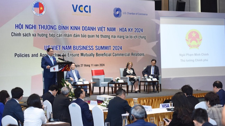 Thủ tướng Phạm Minh Chính trao đổi ý kiến tại Hội nghị. (Ảnh: Trần Hải)