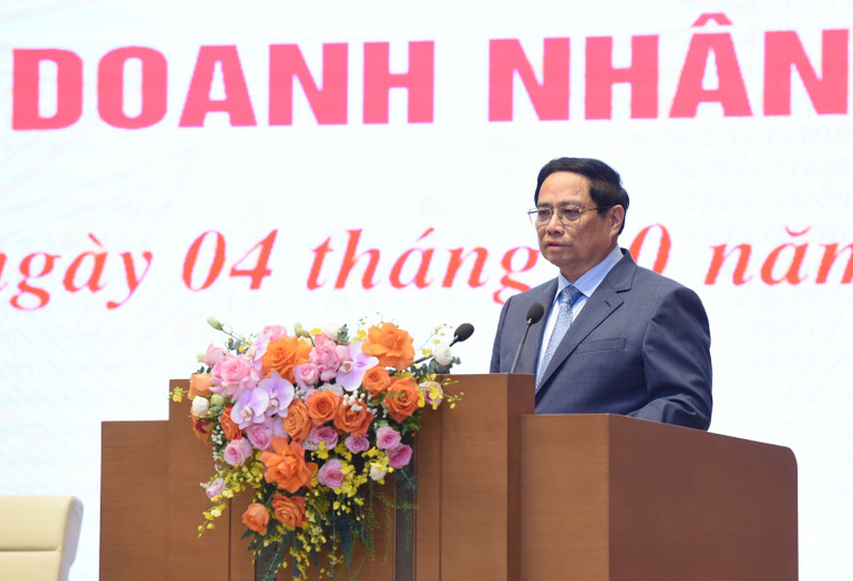 Thủ tướng Phạm Minh Chính phát biểu ý kiến tại buổi gặp mặt. (Ảnh: TRẦN HẢI) Thủ tướng Phạm Minh Chính phát biểu ý kiến tại buổi gặp mặt. (Ảnh: TRẦN HẢI)