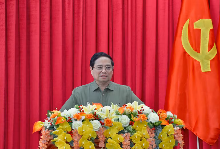 Thủ tướng Phạm Minh Chính phát biểu ý kiến kết luận cuộc làm việc. (Ảnh: Thanh Giang)