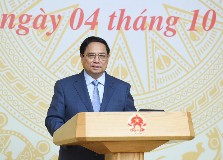 Thủ tướng Phạm Minh Chính phát biểu ý kiến tại buổi gặp mặt. (Ảnh: TRẦN HẢI) Thủ tướng Phạm Minh Chính phát biểu ý kiến tại buổi gặp mặt. (Ảnh: TRẦN HẢI)