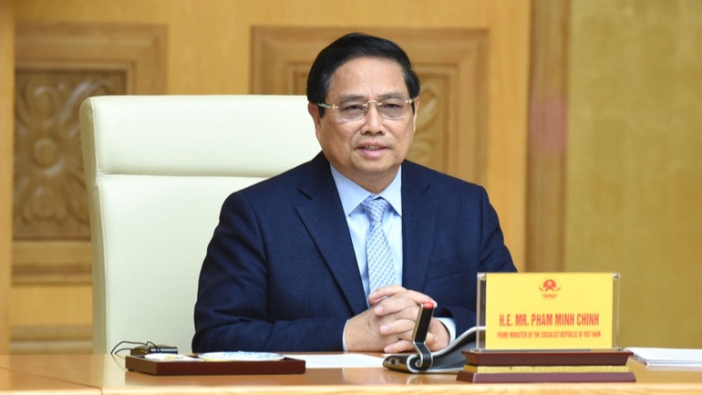 Thủ tướng Phạm Minh Chính phát biểu ý kiến tại buổi tiếp (Ảnh: TRẦN HẢI).