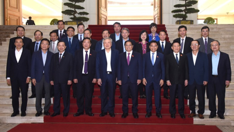 Thủ tướng Phạm Minh Chính và lãnh đạo các bộ, ngành, cơ quan Trung ương. (Ảnh: Trần Hải)