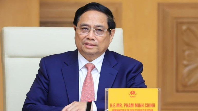 Thủ tướng Phạm Minh Chính phát biểu ý kiến tại buổi tiếp. (Ảnh: TRẦN HẢI)