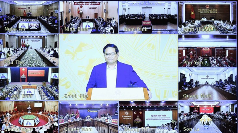 Hội nghị được truyền trực tuyến tới điểm cầu 63 tỉnh, thành phố trực thuộc Trung ương. (Ảnh: TRẦN HẢI)