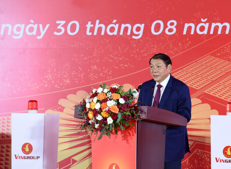 Bộ trưởng Văn hóa, Thể thao và Du lịch Nguyễn Văn Hùng phát biểu ý kiến tại buổi lễ. (Ảnh: Trần Hải)