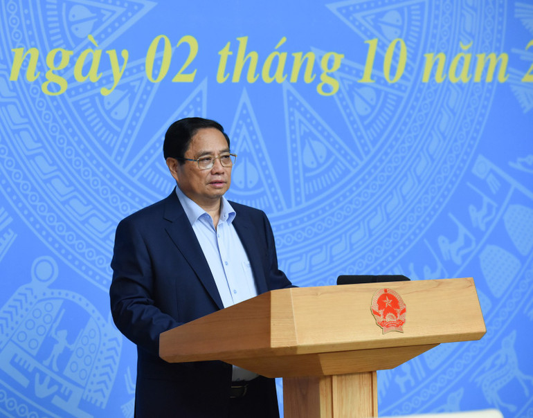 Thủ tướng Phạm Minh Chính phát biểu ý kiến tại phiên họp. (Ảnh: Trần Hải)