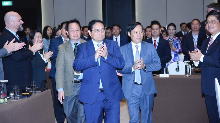 Thủ tướng Phạm Minh Chính tới dự tại Hội nghị Thượng đỉnh Kinh doanh Việt Nam - Hoa Kỳ. (Ảnh: Trần Hải)