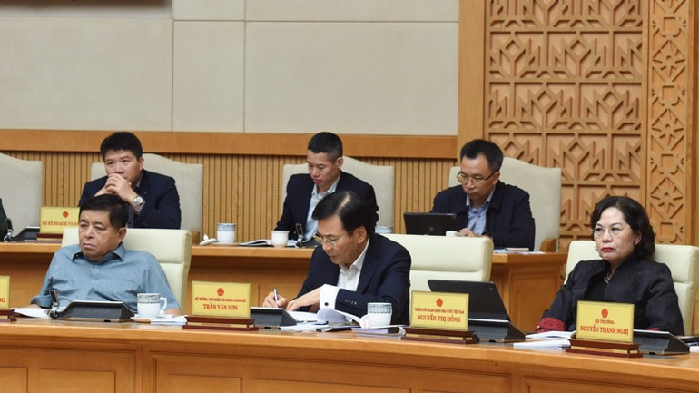 Các thành viên Chính phủ tham dự phiên họp. (Ảnh: Trần Hải)