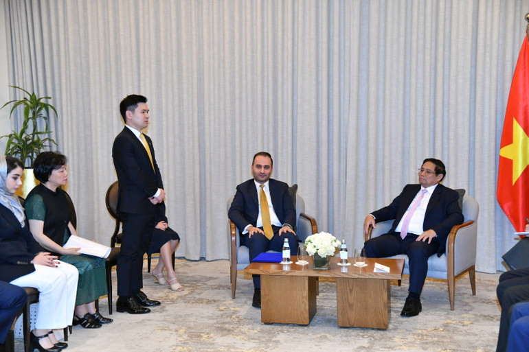 Phó Chủ tịch HĐQT kiêm Phó Tổng Giám đốc Tập đoàn T&T Group Đỗ Vinh Quang báo cáo Thủ tướng Chính phủ tại buổi tiếp. (Ảnh: Thanh Giang)