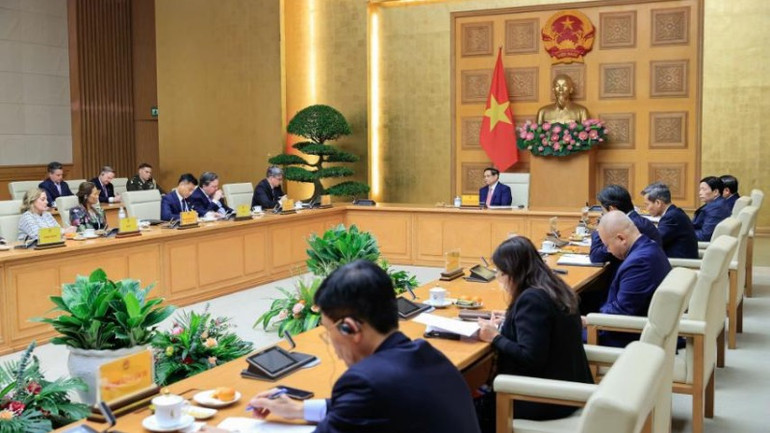 Quang cảnh buổi tiếp. (Ảnh: TRẦN HẢI)