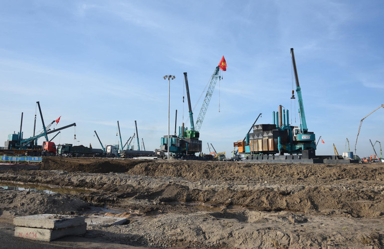 Công trường xây dựng Dự án Trung tâm Hội chợ Triển lãm quốc gia. (Ảnh: Trần Hải)