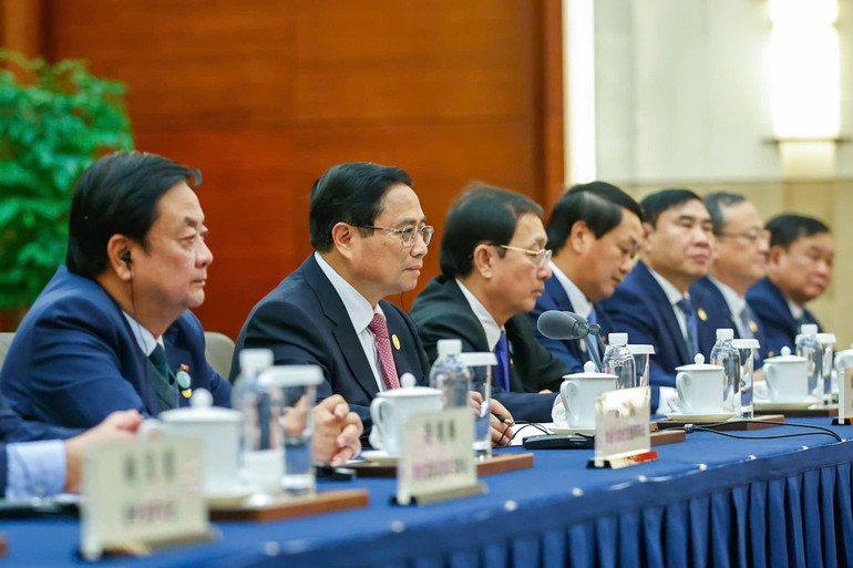 Thủ tướng Phạm Minh Chính phát biểu ý kiến tại Hội đàm. (Ảnh: Nhật Bắc/VGP)