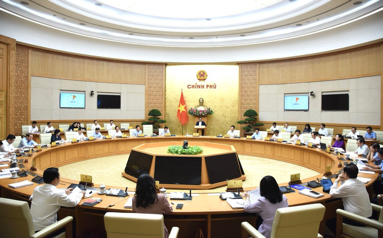 Quang cảnh Phiên họp Chính phủ thường kỳ tháng 7. (Ảnh: TRẦN HẢI)