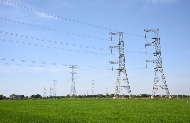 Đường dây 500kV mạch 3 Quảng Trạch-Phố Nối đi qua địa bàn tỉnh Thanh Hóa. (Ảnh: EVNICT)