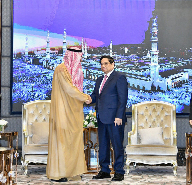 Thủ tướng Phạm Minh Chính và ông Sulaiman AI Rumaih, Giám đốc điều hành Công ty SALIC. (Ảnh: THANH GIANG)