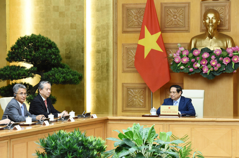 Thủ tướng Phạm Minh Chính phát biểu ý kiến tại buổi tiếp. (Ảnh: TRẦN HẢI)