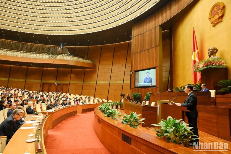 Chủ tịch Quốc hội Vương Đình Huệ phát biểu bế mạc Kỳ họp bất thường lần thứ 2, Quốc hội khóa XV.