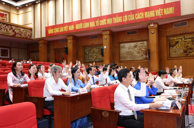 Đại biểu biểu quyết thông qua nghị quyết.