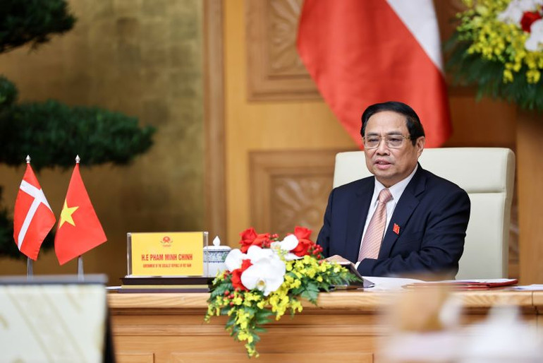 Thủ tướng Phạm Minh Chính phát biểu tại hội đàm.